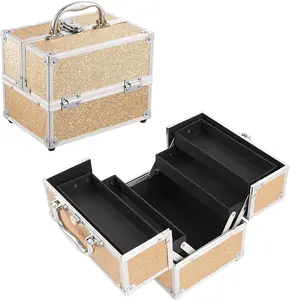 Профессиональная косметическая алюминиевая коробка, косметическая коробка с алюминиевой рамкой, дорожная косметичка, косметичка для макияжа