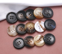 Boutons en corne de bœuf naturelle véritable, 4 trous, dos plat, sans nickel, perles décoratives, boutons pour costumes sur mesure, fabricant