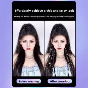 Accesorios para el cabello de mujer: Cola de caballo trenzada larga con anillo, de <span class=keywords><strong>material</strong></span> de alambre resistente al calor y colorido. - Product Image 3