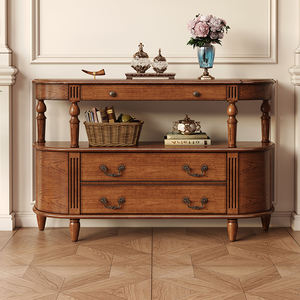 Armadietto in legno massello paese Vintage stile americano ingresso grande capacità porta armadietto Semi-tondo vecchio tavolino da caffè - Product Image 1