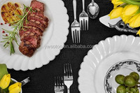 Assiettes jetables en PS couleur personnalisée 7-10 pouces avec bord doré, emballage en vrac pour mariage, fête, restaurant
