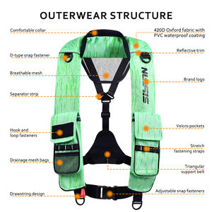 قابل للنفخ. سترة إنقاذ قابلة للنفخ عالية الجودة 210 د من قماش النايلون مادة قابلة للنفخ سترة إنقاذ قابلة للنفخ عالية الطفو - Product Image 4