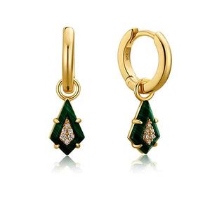 Milskye bijoux modernes pour femmes 18k plaqué or 925 argent classique or dormeur forme émeraude <span class=keywords><strong>diamant</strong></span> pendentif boucles <span class=keywords><strong>d</strong></span>'oreilles - Product Image 1