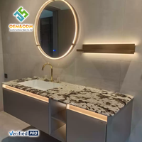 Ensemble de meubles de salle de bain OEM moderne en bois massif avec double vasque, robinet, miroir étanche, égouttoir en cuivre, fixation murale, pour chambre et entrepôt
