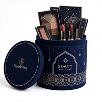Boîte cylindrique en papier velours bleu nuit, emballage cadeau de luxe pour cosmétiques, ensemble de maquillage