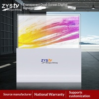 Écran OLED transparent de 55 pouces sur pied blanc, pas de pixel de 0,88 mm, machine publicitaire de bureau pour hall d'exposition commercial