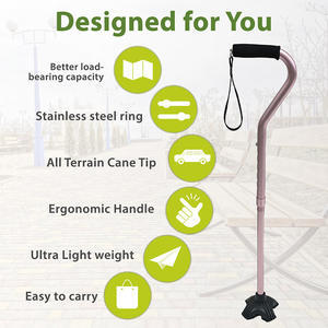 Canne pliante <span class=keywords><strong>Medline</strong></span> Offset, forme en 7, pliable, portable, en alliage d'aluminium, avec base robuste à <span class=keywords><strong>4</strong></span> pieds, poignée en mousse, 79-92 cm, classe II - Product Image 5