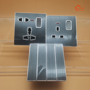 Iraq saudita blanco gris negro plata metal línea 5pin socket 3pin 13a 16a 3 pin universal 1 gang interruptor de botón pulsador - Product Image 4