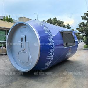 รถเข็นเหล็กชุบสังกะสีเคลื่อนที่สำหรับขายเครื่องดื่มอเมริกัน กาแฟ ไอศกรีม เบียร์ และเครื่องดื่มกระป๋อง - Product Image 6