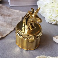Boîte à bijoux créative en céramique or licorne pour cadeau femme
