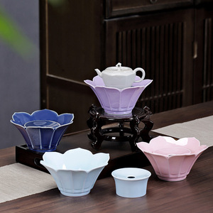<b>Ceramic</b> Lotus Shaped Teapot Stand Porcelain Water Storage <b>Tea</b> Tray For Kung Fu <b>Tea</b> Set With Lid Afternoon <b>Tea</b> Use - Product Image 4