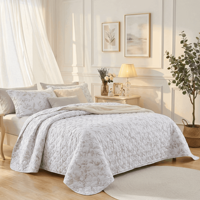 HONI Couvre-lit en microfibre doux et léger, ensemble de literie matelassé par ultrasons, ensemble de couette imprimé floral toutes saisons