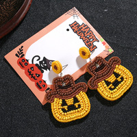 Boucles d'oreilles en perles de citrouille Halloween Cowboy faites à la main de vente chaude