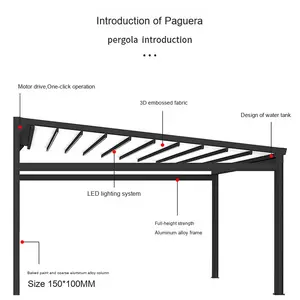 หลังคาเพอร์โกลาพับได้ไฟฟ้ากลางแจ้ง ทำจากอลูมิเนียม พร้อมฉนวนกันความร้อน PVC - Product Image 3