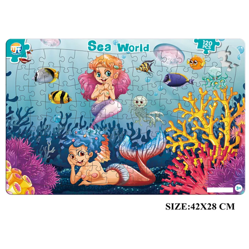 Atacado Fornecedor Colorido Dos Desenhos Animados Impressão Do Mundo Do Mar 120 pcs Jigsaw Puzzle Puzzle