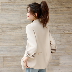 Women's Blazer Brown Solid Color Loose Fit Anti-Wrinkle Pocket Design Autumn 2025 Style - Product Image 2