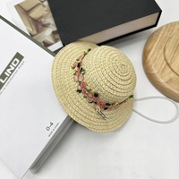 Chapeau de paille creux imprimé sérigraphié Nomi Small Labubu Mini Doll, protection solaire d'été, circonférence de tête 48-50cm