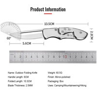 Couteau pliant élégant en acier massif, poli miroir, mini-outil EDC, couteau utilitaire léger et compact pour le camping en plein air