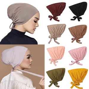 Nouveau doux Modal musulman Turban chapeau intérieur Hijab casquettes islamique sous-écharpe Bonnet inde chapeau femme bandeau Turbante Mujer
