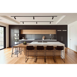 Armarios de cocina modernos negros mate éxito de ventas Aisen con mesa de madera maciza - Product Image 2