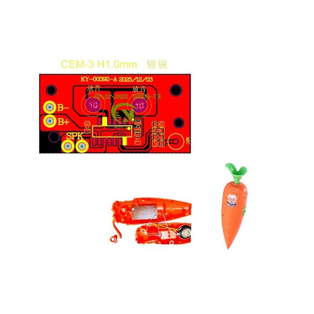 KY Manufacturer KY-00392-A Multi-function Voice Module PCBA Custom Recording Sound PCB for Toy FR-4 Material 20x35-40mm