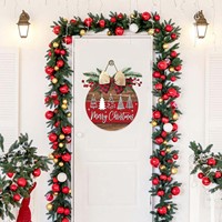 Joyeux Noël Décoration de porte personnalisable style Art Déco en bois naturel pour porte d'entrée, idéale pour les fêtes de Noël et la maison de campagne