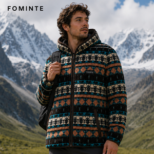 Veste polaire vintage pour homme, motif aztèque imprimé, style tribal rétro, streetwear - Product Image 6