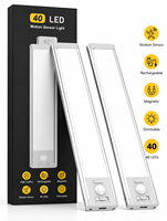 Lumière LED ultra-mince de 9,84 pouces pour sous-meuble, rechargeable avec détecteur de mouvement, intensité réglable, installation magnétique pour cuisine et placard