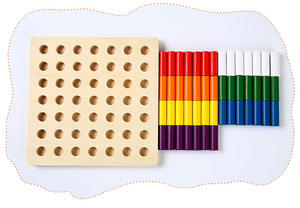 モンテッソーリ色指つかみボード感覚木材挿入ボードとスティック子供の知能開発実践的な脳 - Product Image 2