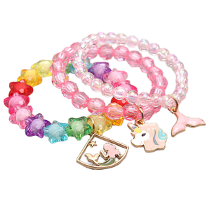 人気沸騰中！カラフルなプラスチックビーズ、クリスタルビーズ、マーメイドペンダントブレスレット、DIYブレスレット - Product Image 1