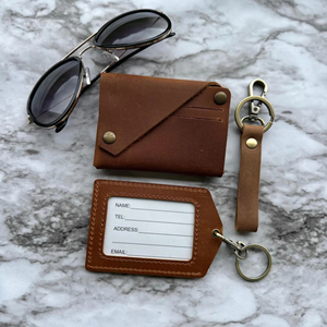 Porte-cartes d'identité en cuir véritable de luxe avec porte-clés, étui personnalisé pour cartes avec fenêtre transparente pour hommes et femmes, porte-cartes de crédit avec anneau porte-clés - Product Image 3
