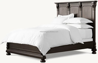 Lit à panneaux en chêne massif, style américain moderne, lit double, queen, king size, meubles de maison, bois, tissu, personnalisable