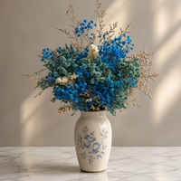 Bouquet de fleurs séchées éternelles en herbe de cristal préservée, emballé en kraft, pour décoration de toile de fond de mariage - Vente en gros tout-en-un