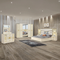 Ensemble de meubles de chambre d'hôtel modernes en MDF DA VINI – Lit double (1,8 m), tables de chevet, coiffeuse, tête de lit lumineuse et réglable