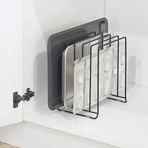 X-Large vassoio portaoggetti in acciaio Organizer Rack armadio da cucina supporto diviso per coperchi per pentole tagliere fogli da forno - Product Image 3