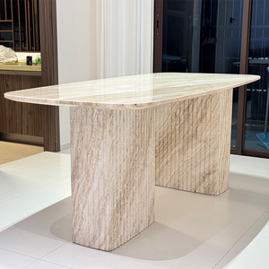 Chất lượng nhà máy đảm bảo cao cấp hiện đại sang trọng travertine hiện đại bàn ăn bằng đá cẩm thạch bàn ăn cho nhà hàng - Product Image 2