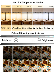 Lampe de bureau LED moderne en métal de <span class=keywords><strong>44</strong></span> pouces avec pince réglable, barre à 4 segments, commande tactile et télécommande pour le dessin et la lecture - Product Image 3