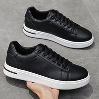 Chaussures décontractées en cuir pour hommes, légères, style skate, pour étudiants et jeunes, semelle souple blanche – Grande Vente Automne
