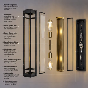 Applique murale extérieure en aluminium moulé sous pression de style européen, étanche IP54, avec verre transparent vintage, pour villa, <span class=keywords><strong>portail</strong></span>, jardin, cour - Product Image 3