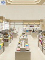 Comptoir de magasin personnalisé de luxe moderne en MDF avec LED, écologique et durable, couleur personnalisée pour vitrine promotionnelle de centre commercial, marque MEISHI