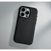 Étui de téléphone magnétique en cuir PU texturé litchi de qualité supérieure avec cadre d'objectif métallique pour iPhone 18 17 16 15 14 13 Pro Max