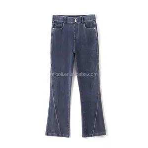 Jeans femininos personalizados por atacado moda solta flare calças jeans femininas jeans personalizados