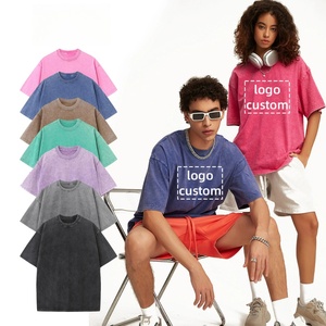 T-shirts en coton personnalisés pour hommes, coupe oversize unisexe, manches courtes, décontractés, amples, unis, basiques, style vintage - Product Image 1