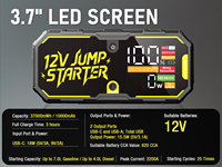 Démarreur de voiture et moto PD 18W 10000mAh 2200A Peak, Power Bank, Outil de démarrage d'urgence 25 fois, Booster de batterie 620CCA