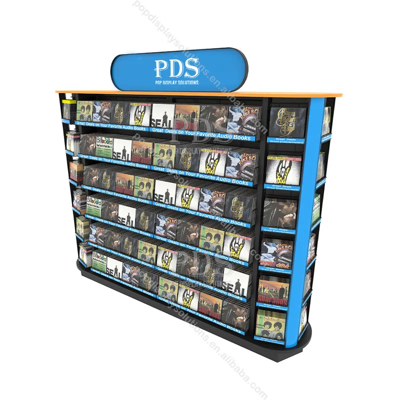Multi-camada display cd quadro Floor Standing Metal Livros Revista DVD Video Games Display Prateleira dvd display rack