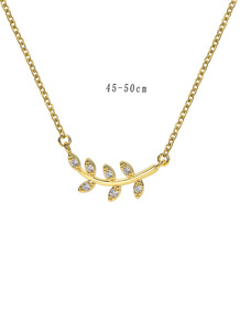 Fashion Brass Olive Leaf Design Charm Necklace 18K Gold Plated Link <b>Chain</b> Office/Career Women's Jewelry Accessory Anniversary - Product Image 3