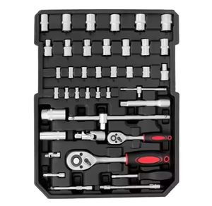 طقم أدوات يدوية متعددة الوظائف مكون من 150 قطعة بعلبة ألومنيوم متنقلة مع مفاتيح ربط ومقابس وكماشات لإصلاح السيارات والصيانة الصناعية والمنزلية - Product Image 5