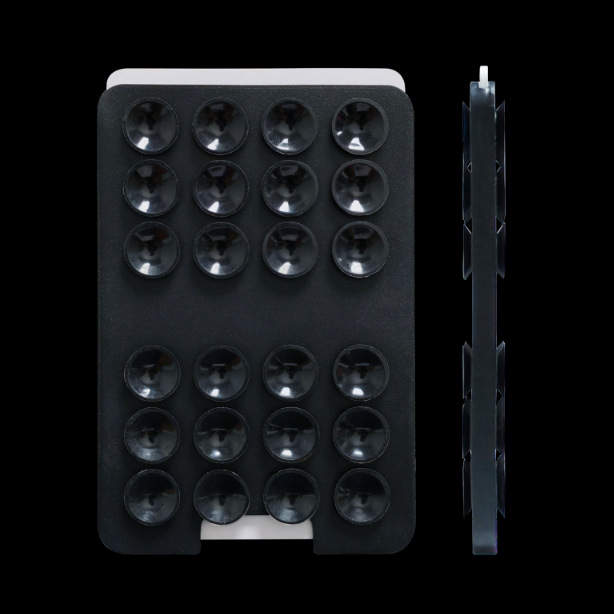 Black Card insertion, double-sided suction cup, logo