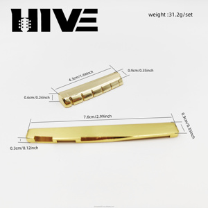 HIVE <span class=keywords><strong>Fine</strong></span> Copper 6-<span class=keywords><strong>String</strong></span> Folk Guitar Saddle Nuts Replacement Bridge Parts untuk Gitar Folk, Gitar Kayu, dan Instrumen Senar - Product Image 3