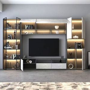 Dernier modèle de mobilier de salon intelligent pour la maison Bande lumineuse intégrée de luxe moderne Meuble TV Armoires TV - Product Image 2